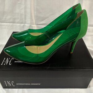 INC International Concepts Women's Green Vinyl Heels Size 6.5